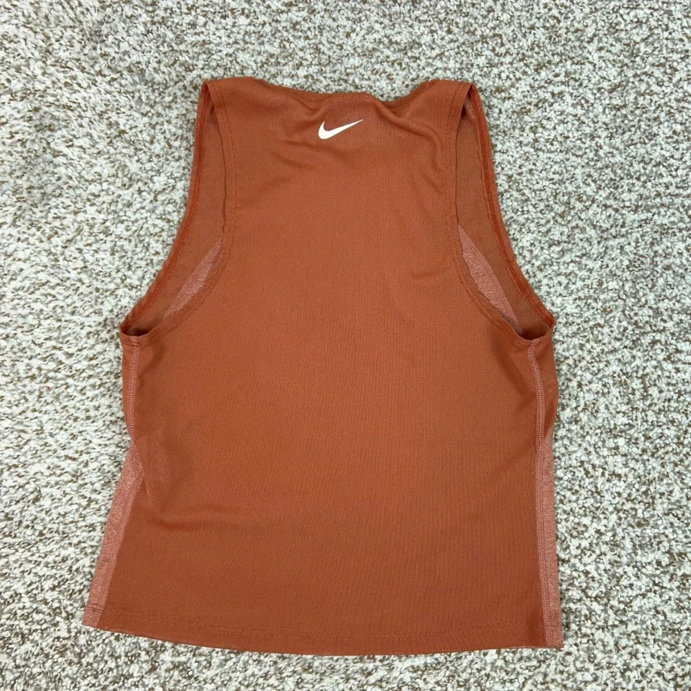 Nike Pro Tank Top Womens Small Orange Gym Cropped Mesh Breathable Workout Sports